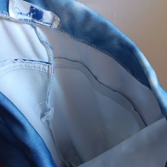 28x32 Vintage 70's Sears Blue Tie-Dye Flared Stretch Pants Bellbottom Polyester - Picture 7 of 7